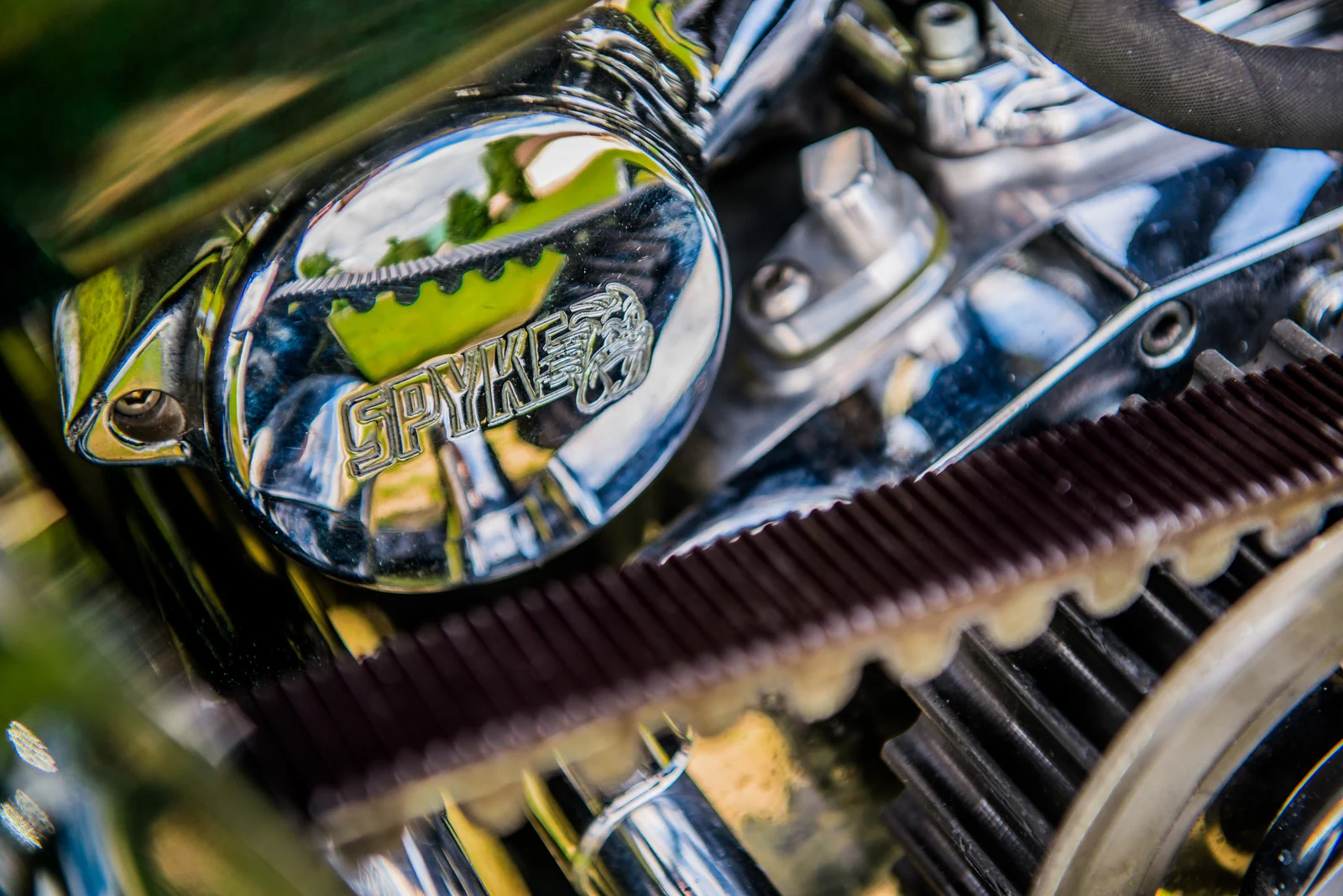 Fighter long chopper Spyke ignition and engine detail